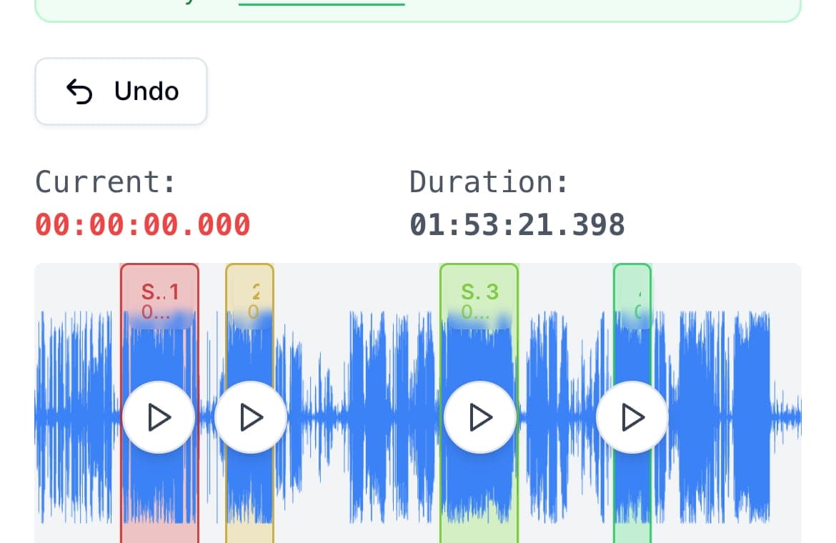 A voice memo being split on a phone in AudioMultiCut.