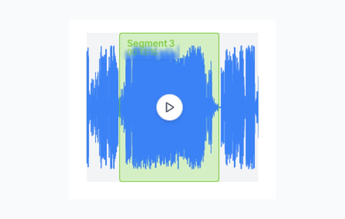 A single selected audio segment being previewed before export.