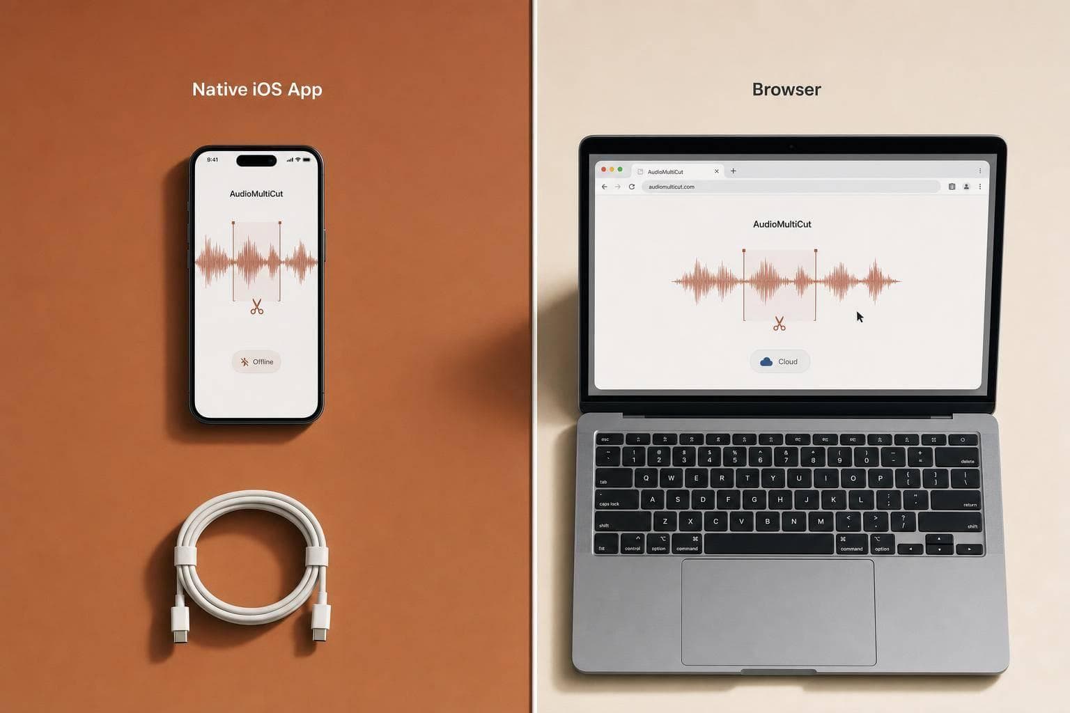 AudioMultiCut native iOS app vs Browser